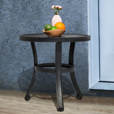 Image showing  20 in. Metal Side Table, Round End Table, Black