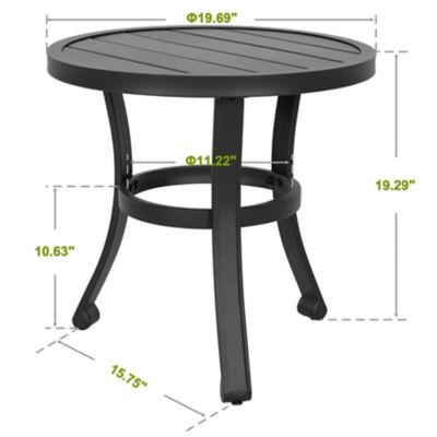 Image showing 5 th Nuu Garden 20 in. Metal Side Table, Round End Table, Black