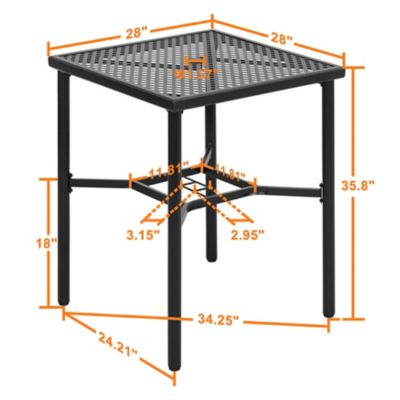 Image showing 5 th Nuu Garden 28 in. Square Bar Table with Umbrella Hole