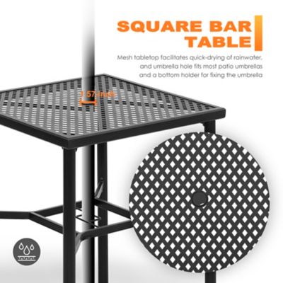 Image showing 6 th Nuu Garden 28 in. Square Bar Table with Umbrella Hole