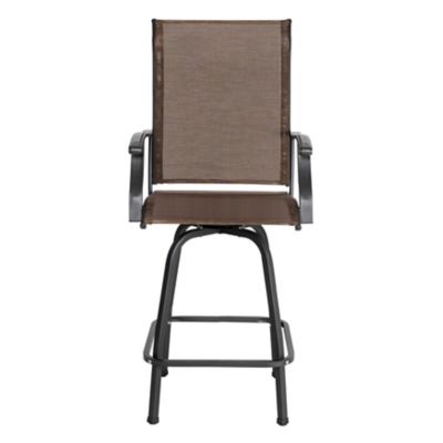 Image showing  Outdoor Patio Swivel Bar Stools, All-Weather Textilene, Black/Brown, 2-Pack