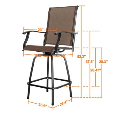Image showing 6 th Nuu Garden Outdoor Patio Swivel Bar Stools, All-Weather Textilene, Black/Brown, 2-Pack