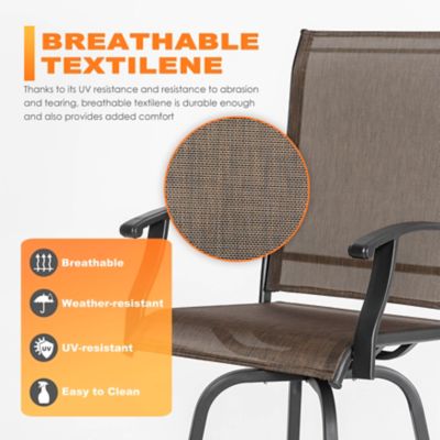 Image showing 9 th Nuu Garden Outdoor Patio Swivel Bar Stools, All-Weather Textilene, Black/Brown, 2-Pack