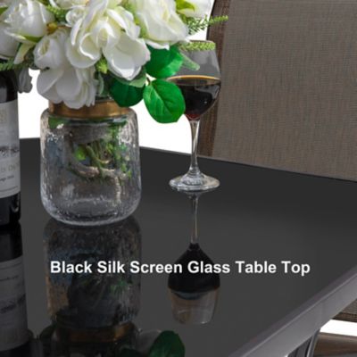 Image showing  32 in. Outdoor Square Bar Table with Tempered Glass Tabletop, Black