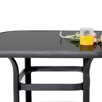 Image showing  32 in. Outdoor Square Bar Table with Tempered Glass Tabletop, Black