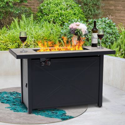 Nuu Garden 42 x 25in. Rectangle Iron Propane Gas Fire Table