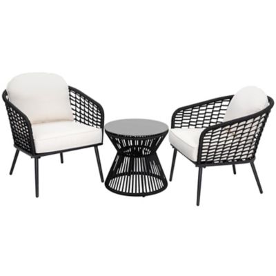 Nuu Garden 3 pc. Rattan 2-Person Seating Group Set with Cushions