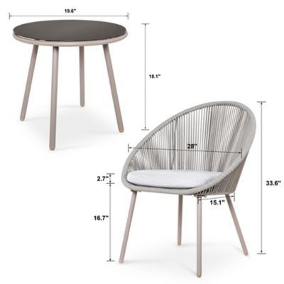 Image showing 5 th Nuu Garden Outdoor 3 pc. Patio Woven Rope Bistro Set with Cushions