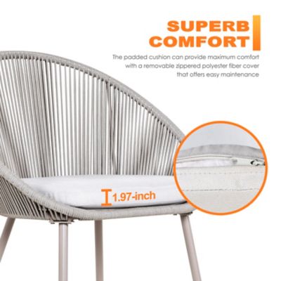 Image showing 7 th Nuu Garden Outdoor 3 pc. Patio Woven Rope Bistro Set with Cushions