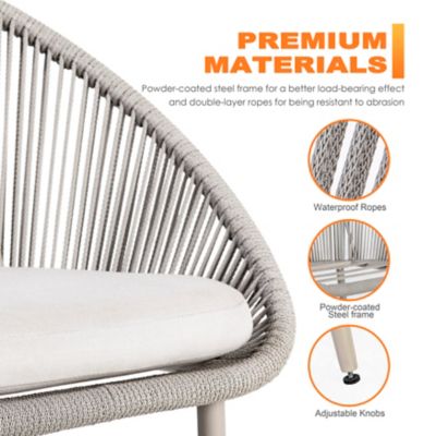 Image showing 8 th Nuu Garden Outdoor 3 pc. Patio Woven Rope Bistro Set with Cushions