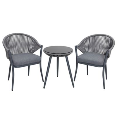 Image showing  3 pc. Patio Furniture Outdoor Conversation Bistro Set with Cushions