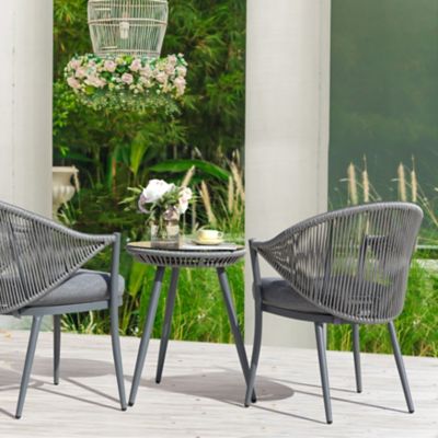 Image showing  3 pc. Patio Furniture Outdoor Conversation Bistro Set with Cushions