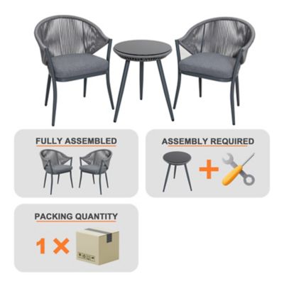 Image showing 9 th Nuu Garden 3 pc. Patio Furniture Outdoor Conversation Bistro Set with Cushions