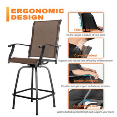 Image showing  3 pc. Outdoor Swivel Bar Set with Glass Table, All-Weather Textilene