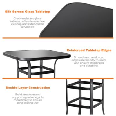 Image showing 5 th Nuu Garden 3 pc. Outdoor Swivel Bar Set with Glass Table, All-Weather Textilene