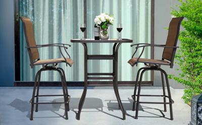 Image showing 9 th Nuu Garden 3 pc. Outdoor Swivel Bar Set with Glass Table, All-Weather Textilene