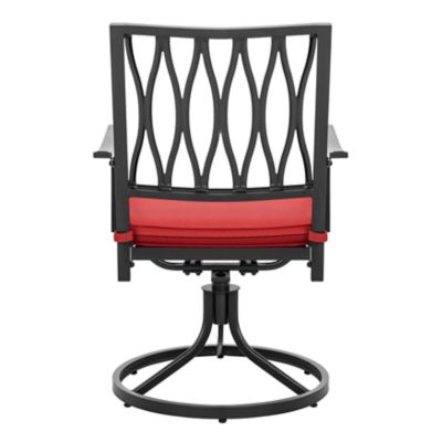 Patio Time Outdoor Furniture Metal 3 Piece Bistro Set with 360 Degree Swivel Rocking Chairs and Round Slatted Side Table Black 