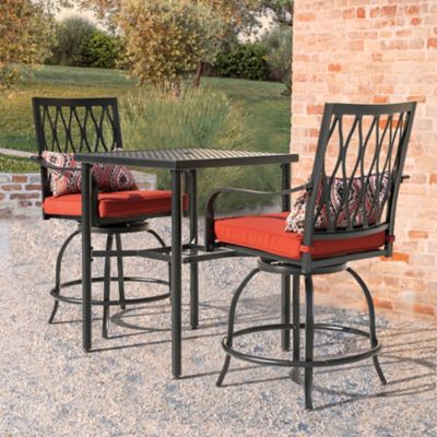 Nuu Garden 3 pc. Patio 360-Degree Swivel Bar Stool and Square Table Set