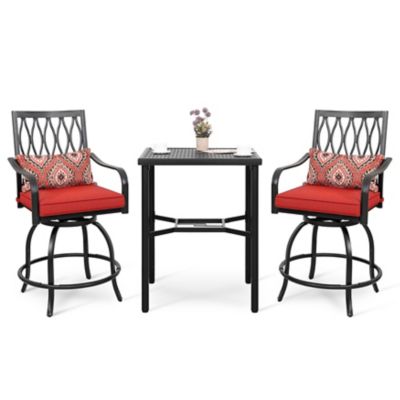 Image showing  3 pc. 360-Degree Swivel Patio Table Set with Square Table and 2 Bar Stools