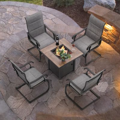 Image showing 9 th Nuu Garden 5 pc. 30 x 25in. Outdoor Fire Table Set