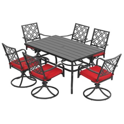 Image showing  7 pc. Outdoor Dining Set with Umbrella Hole and Cushions
