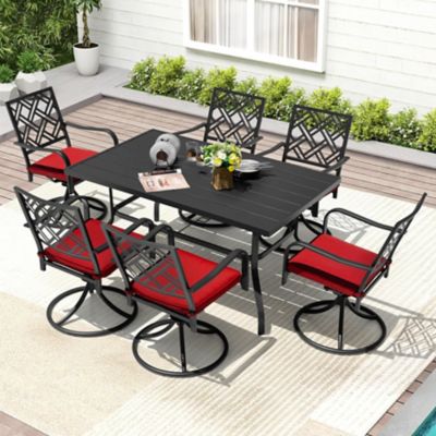 Image showing  7 pc. Outdoor Dining Set with Umbrella Hole and Cushions