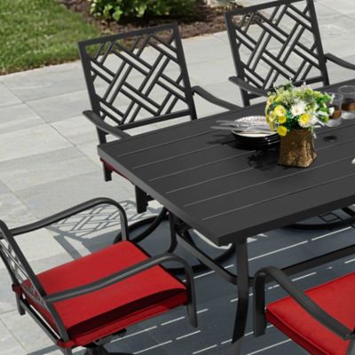 Image showing  7 pc. Outdoor Dining Set with Umbrella Hole and Cushions