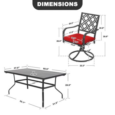 Image showing  7 pc. Outdoor Dining Set with Umbrella Hole and Cushions