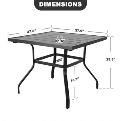 Image showing 5 th Nuu Garden 37 in. Outdoor Square Patio Dining Table for 4-6 People