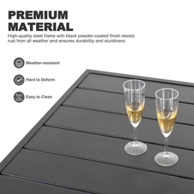 Image showing 6 th Nuu Garden 61 in. Outdoor Rectangular Patio Dining Table with 1.57 in. Umbrella Hole, Seats 6, Black