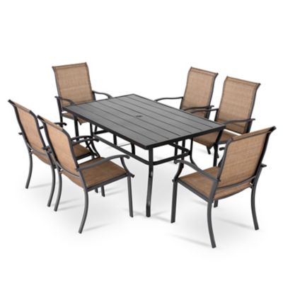 Nuu Garden Outdoor 7-Piece Textilene Dining Set, ,Powder-coated Iron Frame