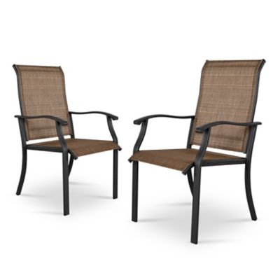 Nuu Garden Outdoor 2-Piece Patio Chair Set, Textilene Fabric and Iron Frame, Brown