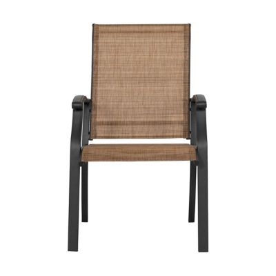 Image showing  Outdoor Patio Chair Set, Textilene Fabric and Iron Frame, Brown, 2-Pack