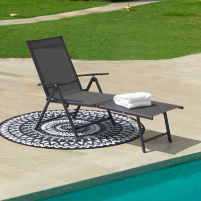 Nuu Garden Steel Chaise Lounge Chair, Gray