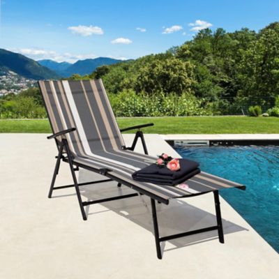 Nuu Garden Outdoor Folding Chaise Lounge with Adjustable Back, Assemble Free