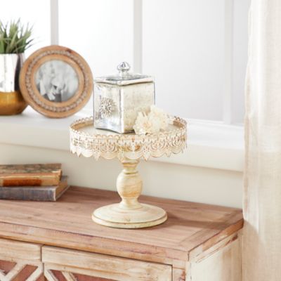 Harper & Willow White Iron Farmhouse Cake Stand, 9 in. x 10 in. x 10 in.