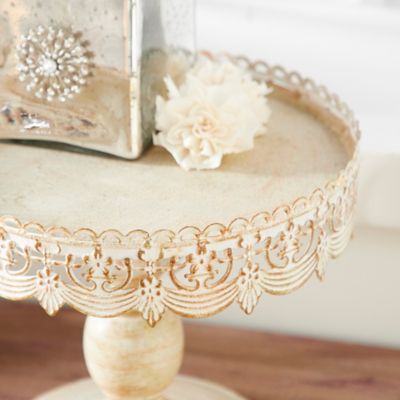 Image showing  White Iron Farmhouse Cake Stand, 9 in. x 10 in. x 10 in.