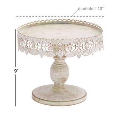 Image showing  White Iron Farmhouse Cake Stand, 9 in. x 10 in. x 10 in.