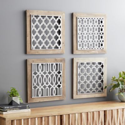 Harper & Willow Brown Wood Farmhouse Abstract Wall Decor, 19 in. x 19 in., 4 pc.