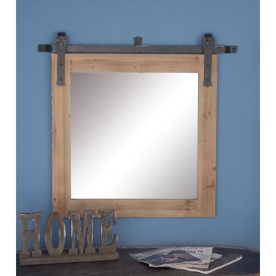 Image showing  Brown Industrial Wood Wall Mirror, 31 in. x 31 in., 84248