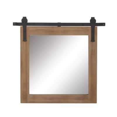 Image showing  Brown Industrial Wood Wall Mirror, 31 in. x 31 in., 84248