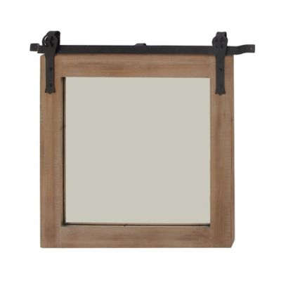 Image showing  Brown Industrial Wood Wall Mirror, 31 in. x 31 in., 84248