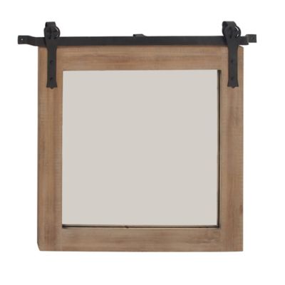 Image showing  Brown Industrial Wood Wall Mirror, 31 in. x 31 in., 84248