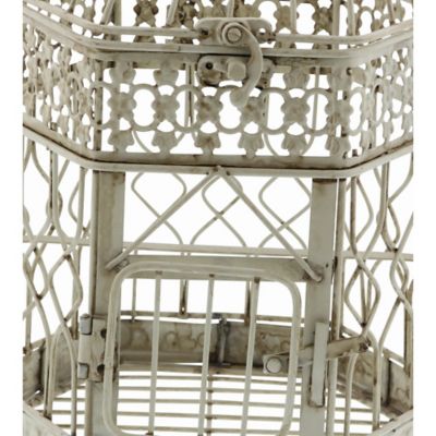 Image showing  Cream Metal Vintage Bird Cages, 21 in., 16 in., Set of 2