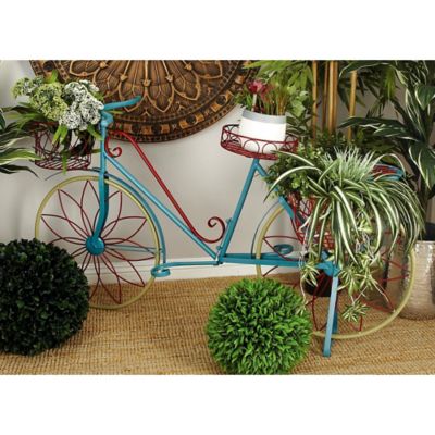 Harper & Willow Bike Plantstand with Basket and Saddle Bag Planters