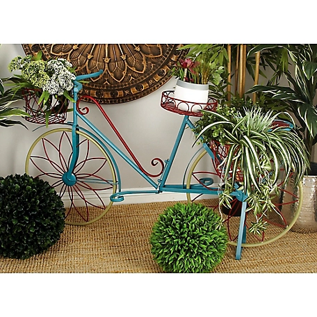 Harper & Willow Bike Plantstand with Basket and Saddle Bag Planters