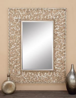 Harper & Willow Silver Industrial Metal Wall Mirror, 43 in. x 33 in.