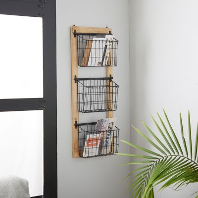 Harper & Willow Metal Farmhouse Magazine Rack Holder, 34 in. x 14 in. x 5 in., Black