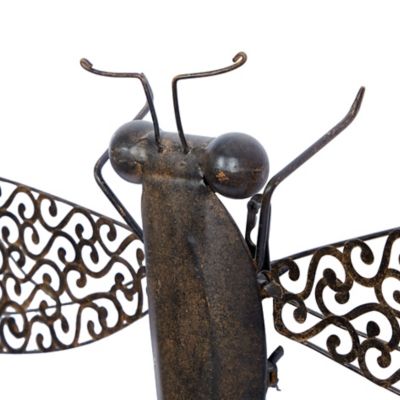Image showing  Brown Metal Dragonfly Indoor Outdoor Wall Decor, 40 in. x 27 in.