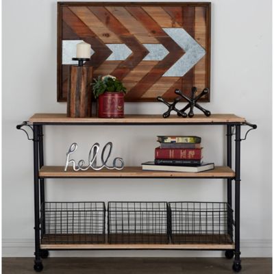 Harper & Willow 32 in. x 48 in. Industrial Metal Storage Cart, Brown